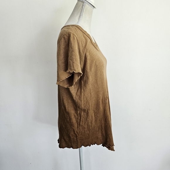 LNA Brown Ombre Asymmetrical Off Shoulder Tee - Picture 7 of 9